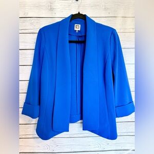Anne Klein Bright Blue Open-Front Shawl Collar Jacket